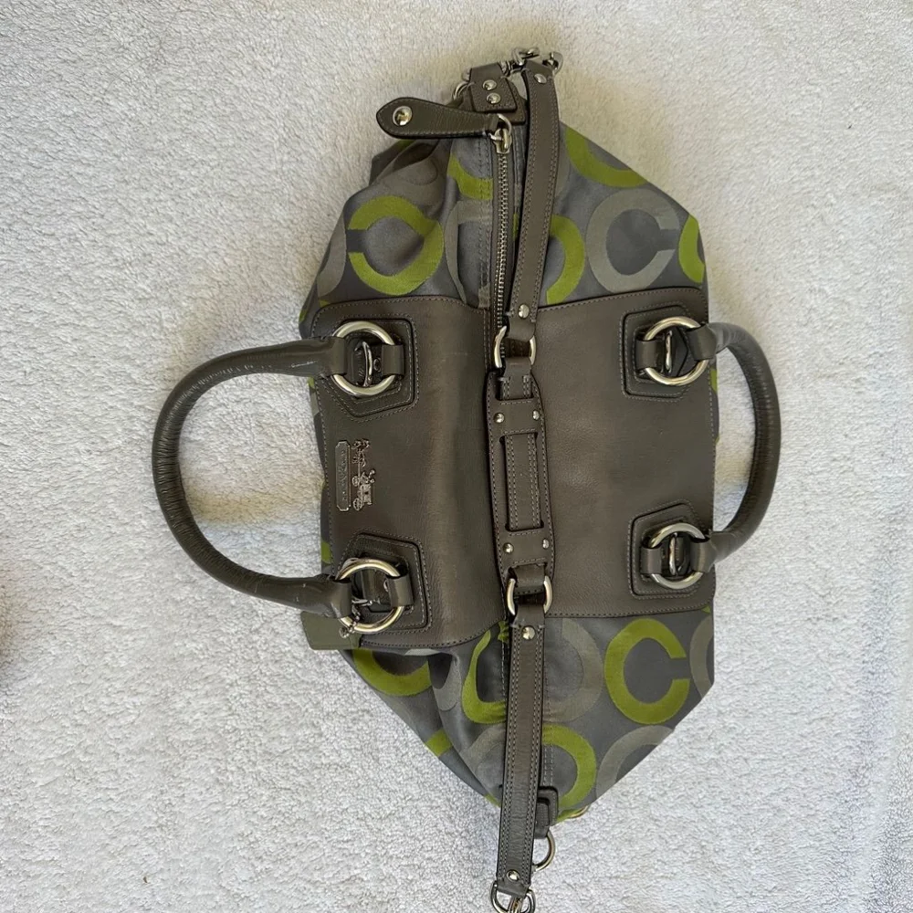 Coach Medium Gray and Green Handbag